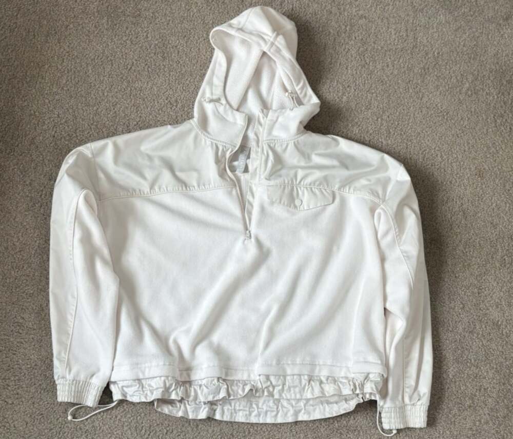 ATHLETA ZION MICRO FLEECE Small 1/2 ZIP PEARL WHITE JACKET PULLOVER